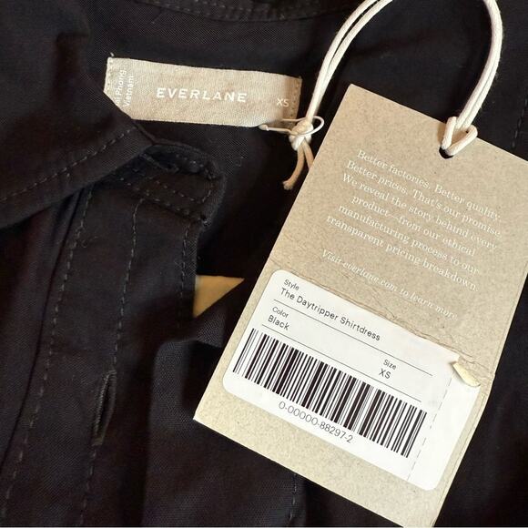 Everlane The Daytripper Shirt Dress Black XS NWT Button Front Pockets Short - Picture 7 of 10